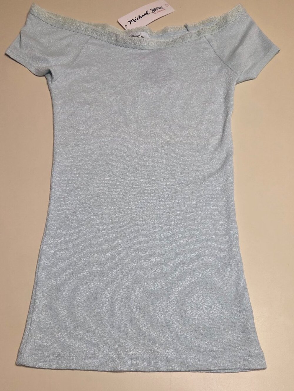 Michael Stars Powder Blue Cap Sleeve Stretch T Shirt